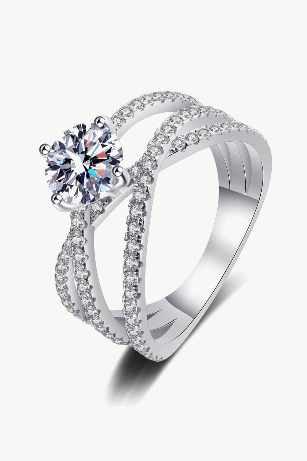 1 Carat Moissanite Crisscross Ring - AMMORA LUX