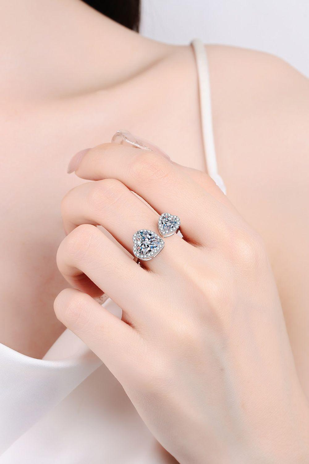 Heart-Shape Moissanite Open Ring - AMMORA LUX