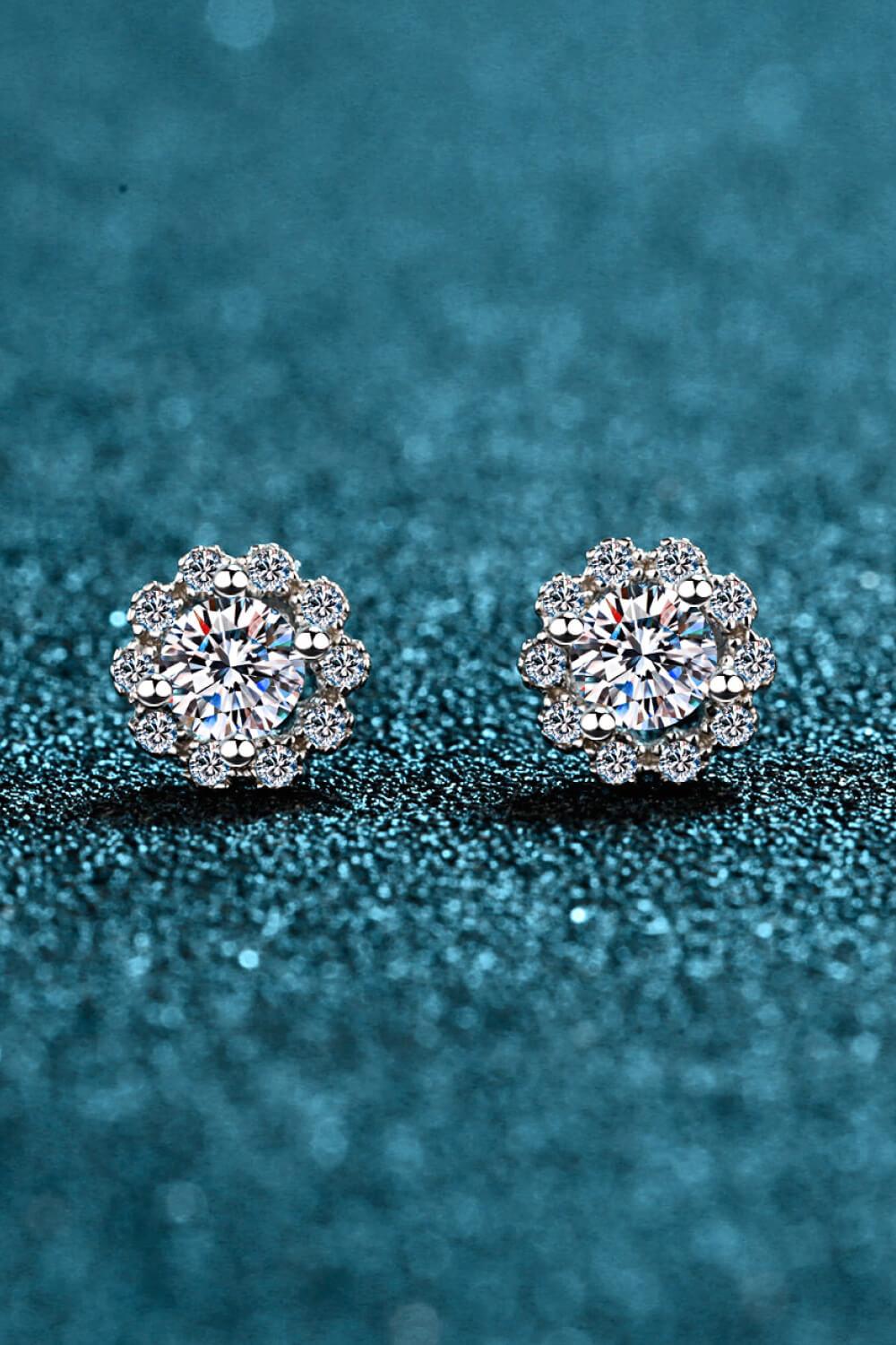 Moissanite Floral-Shaped Stud Earrings - AMMORA LUX