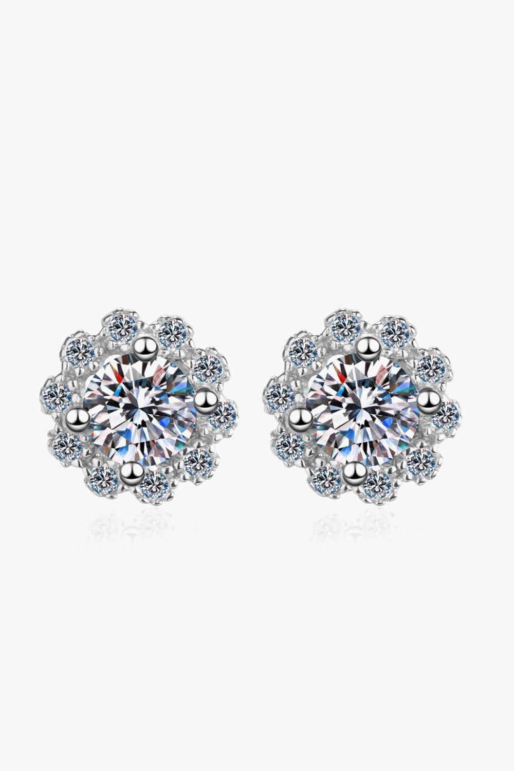 Moissanite Floral-Shaped Stud Earrings - AMMORA LUX