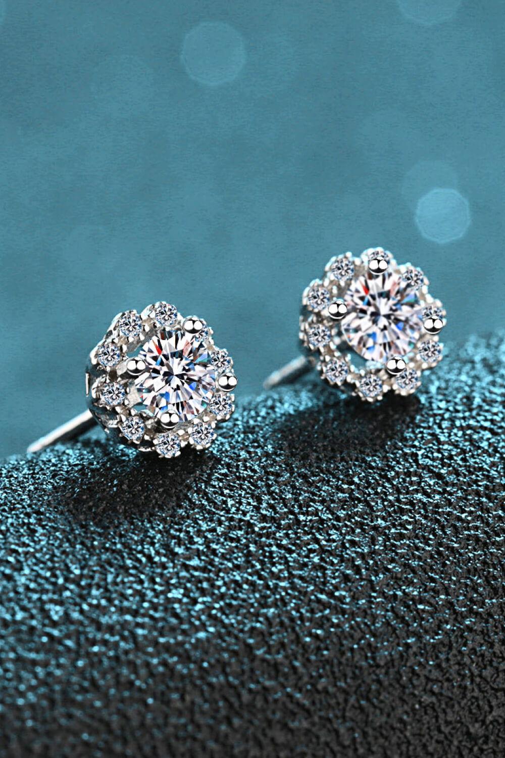 Moissanite Floral-Shaped Stud Earrings - AMMORA LUX