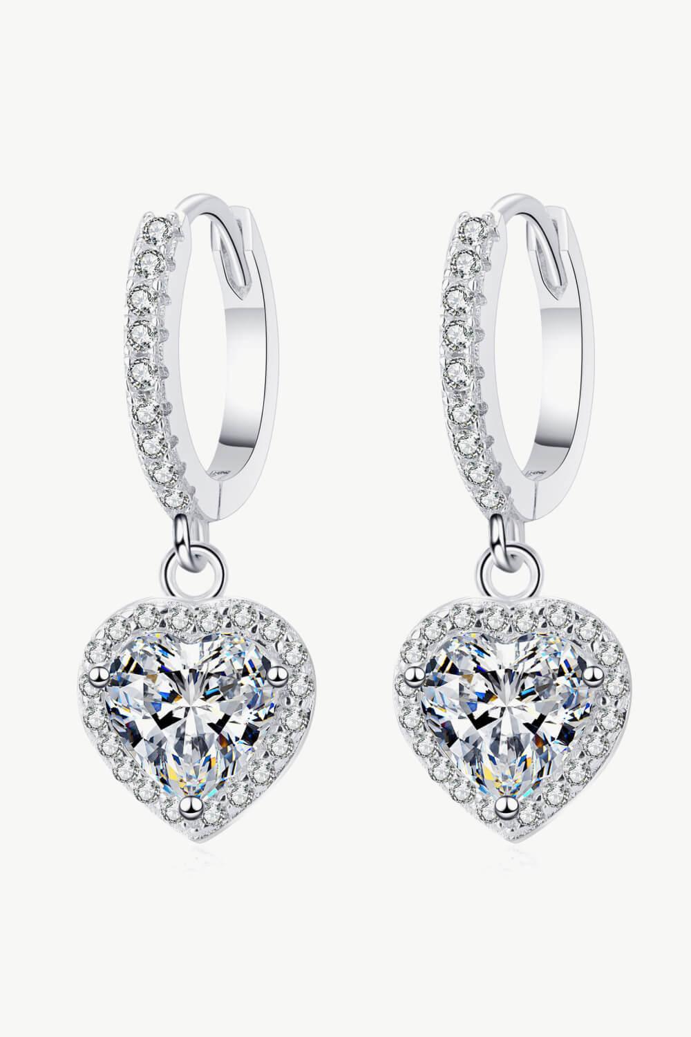 Moissanite Heart-Shaped Drop Earrings - AMMORA LUX