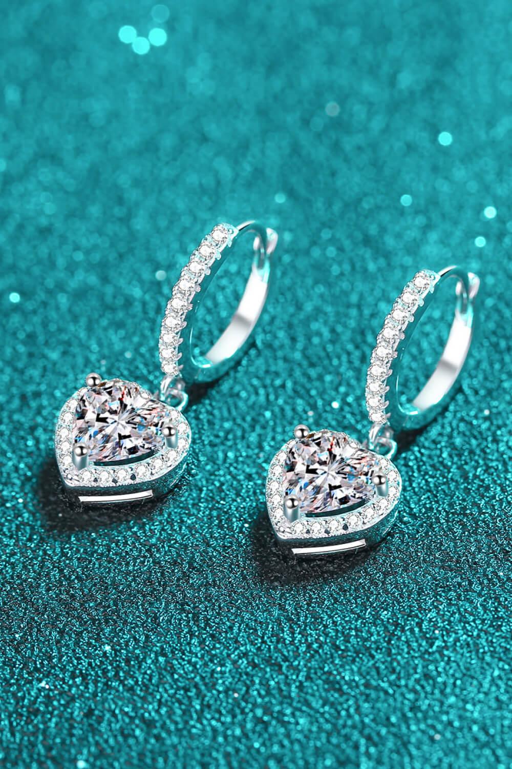 Moissanite Heart-Shaped Drop Earrings - AMMORA LUX