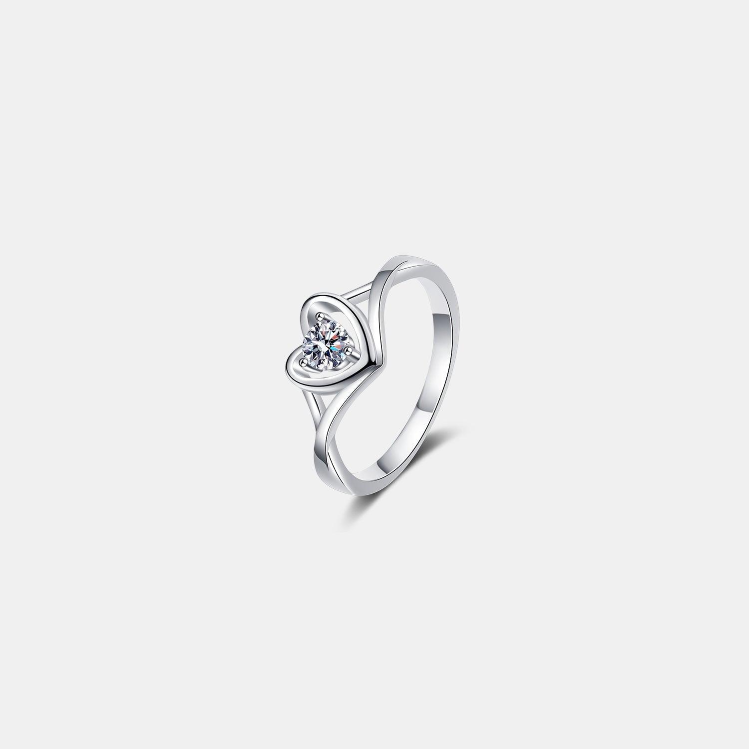 Moissanite Heart 925 Sterling Silver Ring - AMMORA LUX